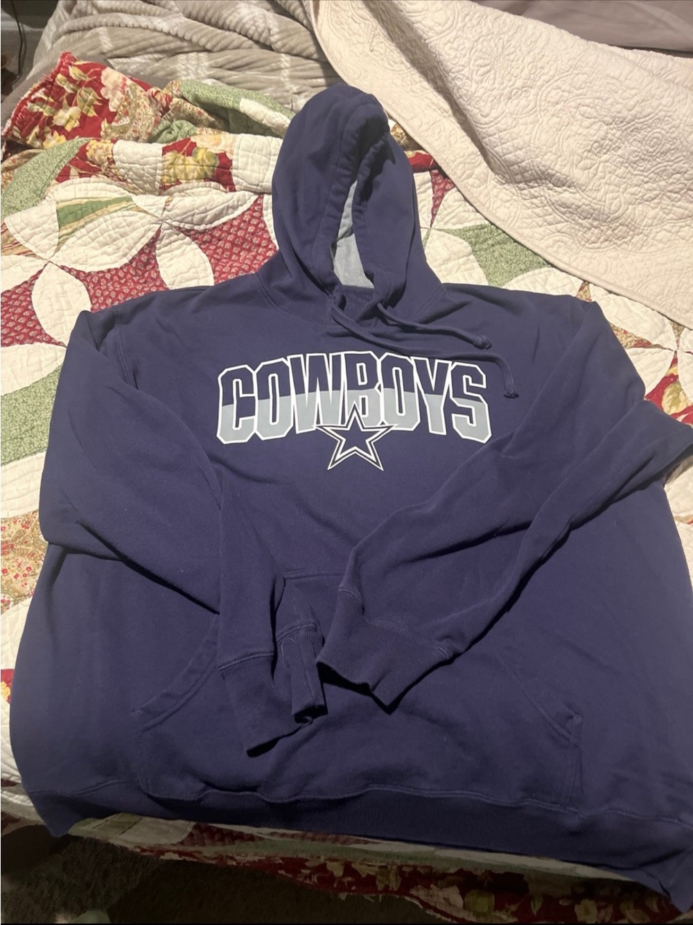 Cowboys Logo Navy Blue Pullover Hoodie